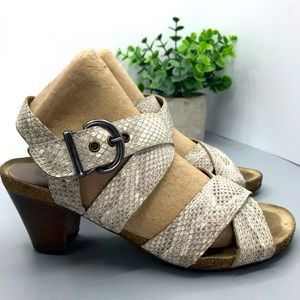 Mephisto Gray snake print Leather Strappy Heel Sandals size 35 (US 5)